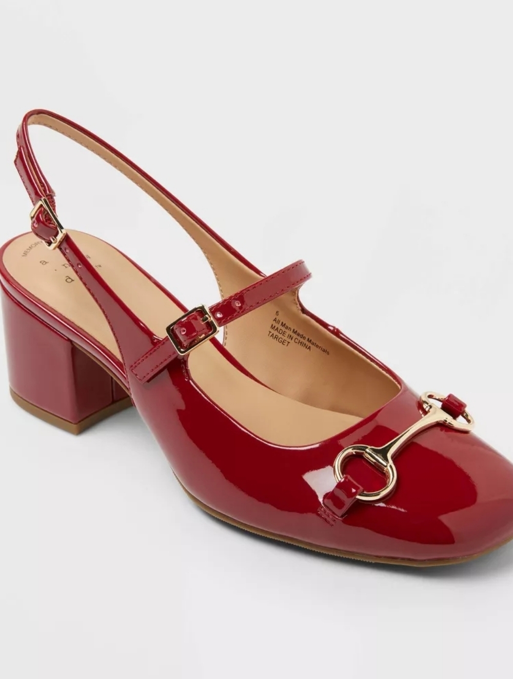 A New Day Lucky Square Toe Red Mary Jane Heel With Memory Foam Insole  Size 6.5